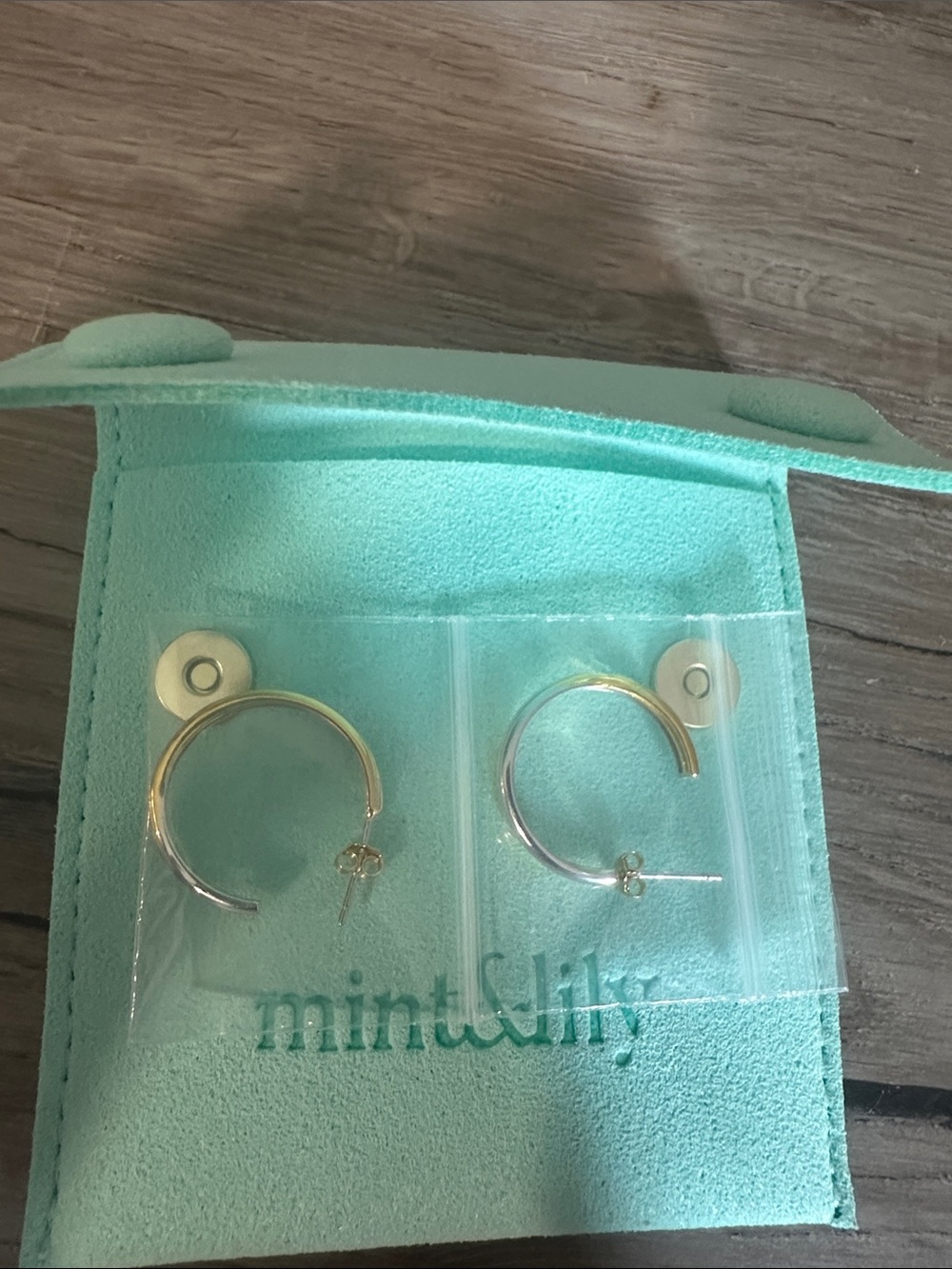 mint&lily Gold-Tone Hoop Earrings in Mint